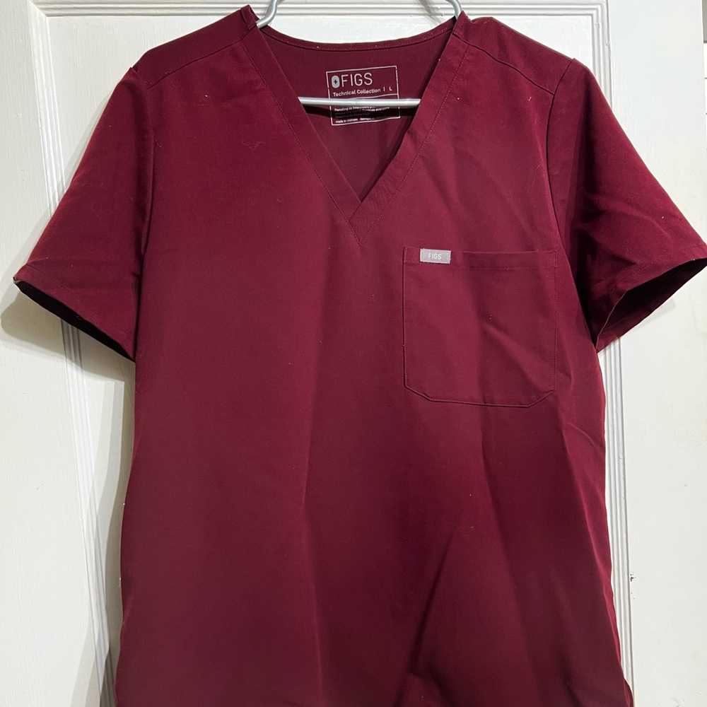 FIGS Catarina Scrub Top Burgundy